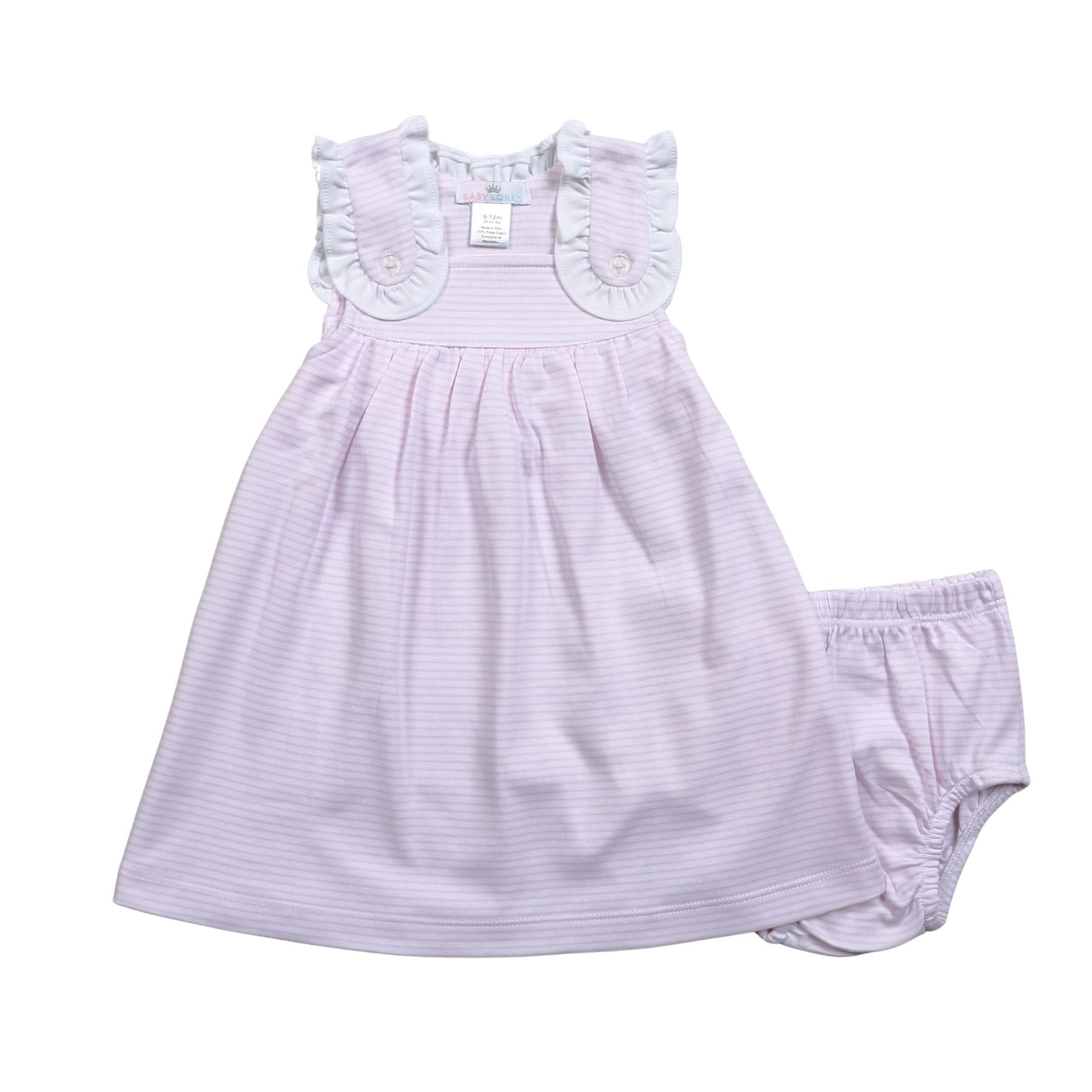 PSS-320 PINK STRIPES DRESS W/DIAPER COVER SET POINTY COLLAR Baby Loren PSS-320 PINK STRIPES DRESS W/DIAPER COVER SET POINTY COLLAR Baby Loren