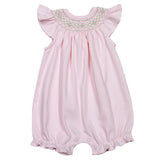 PNG-530 PINK AND GREEN HAND SMOCKED PIMA BISHOP BUBBLE