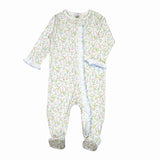 BEL-299 BELLE BLUE/PINK FLORAL PIMA ZIPPER FOOTIE