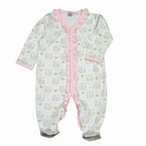 PKU-214 PINK BUNNIES PIMA RUFFLED FOOTIE