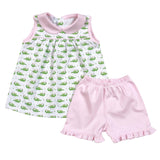 ALG-220 PINK ALLIGATORS SHORT SET