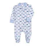 BFS-299 BLUE FISHES ZIPPER FOOTIE