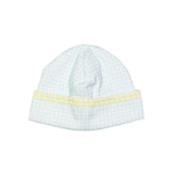 LUK-215 Luke blue and YELLOW GINGHAM Pima Ruffles Beanie