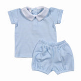 BSS-420 BLUE STRIPES DIAPER COVER SET POINTY COLLAR