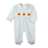 PKN-514 Pumpkin Patch Hand Smocked Pima Bishop Footie