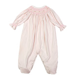 SUS-214 Sussie Pink Gingham Pima Hand Smocked Bishop Footie