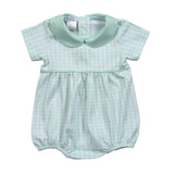 AQUA PLAID PIMA  BUBBLE POINTY COLLAR