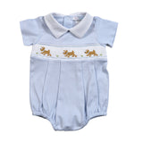 DOGS BLUE HAND SMOCKED PIMA BUBBLE