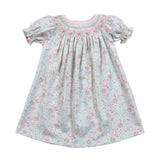 MYA-440 MYA FLORAL  HAND SMOCKED PIMA BISHOP DRESS