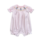 PRA-430 PETER RABBIT PINK HAND SMOCKED PIMA BUBBLE