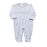 BCR-214 BLUE CROWNS PIMA COTTON SMOCK FOOTIE