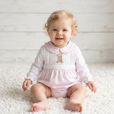 BAS-130 Pink Baseball Bear Hand Embroidered Bubble