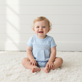 BBB-130 Blue   Pima Hand Smocked Bubble