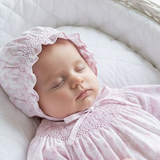 BSF-515 Pink Baby Safari Hand Smock Bonnet