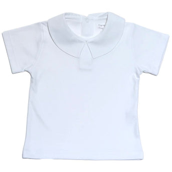 BLI-720 WHITE PIMA POINTY  COLLAR SHORT SLEEVES TEE