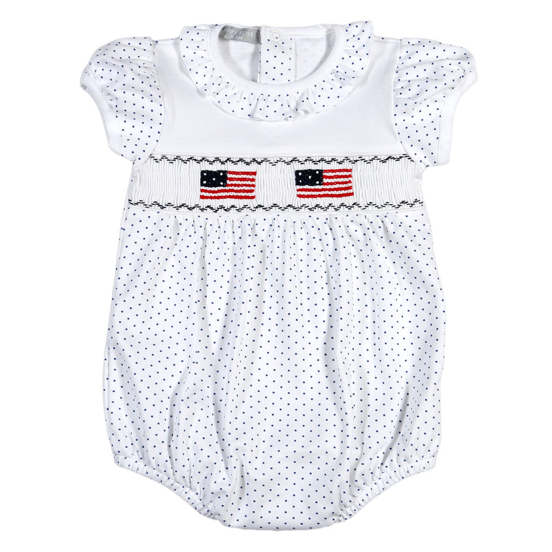 GUS-130 AMERICAN FLAGS HAND SMOCKED PIMA BUBBLE