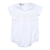 HCB-030 WHITE HOLY CROSS HAND SMOCKED PIMA BUBBLE