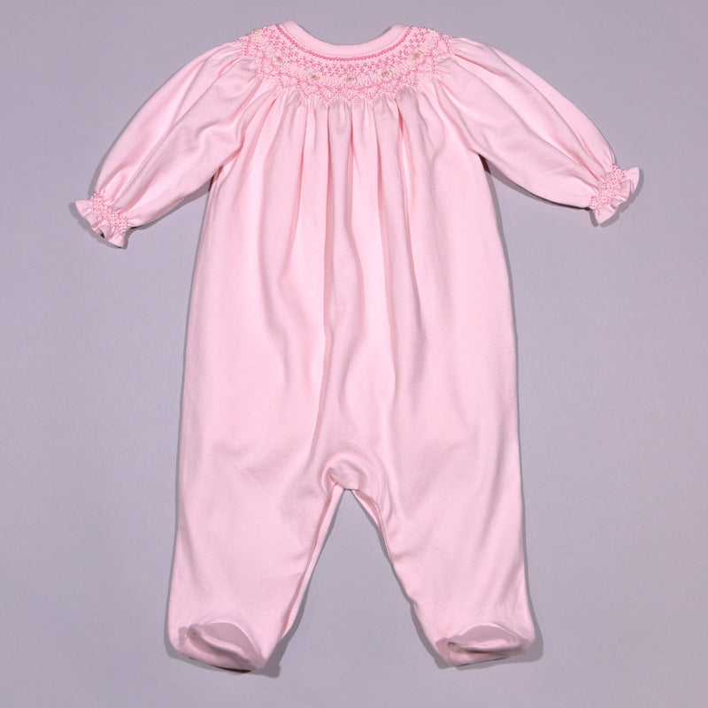 SAL2014 PINK SALLY HAND SMOCKED FOOTIE