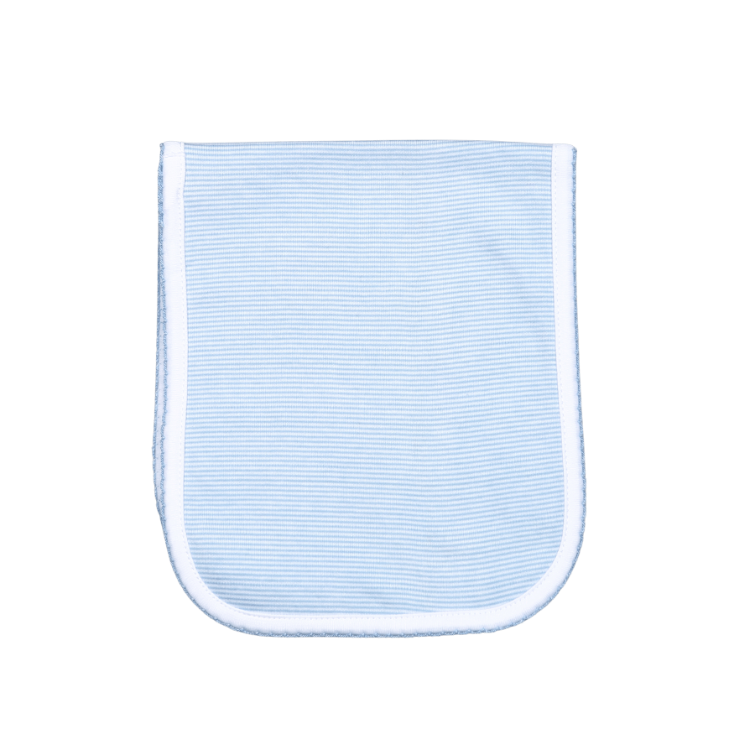 BSB-218 BLUE STRIPES PIMA BURPING PAD BLUE TRIM