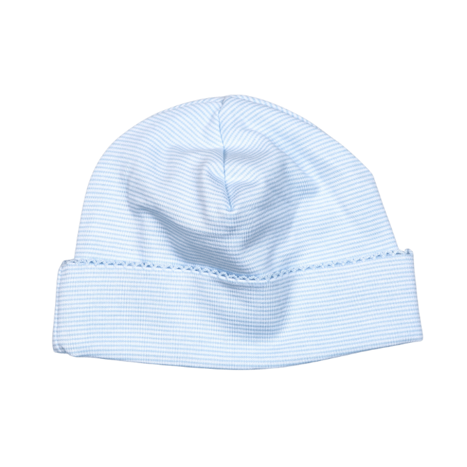 BSH-815 BLUE STRIPES PIMA BEANIE BLUE TRIM