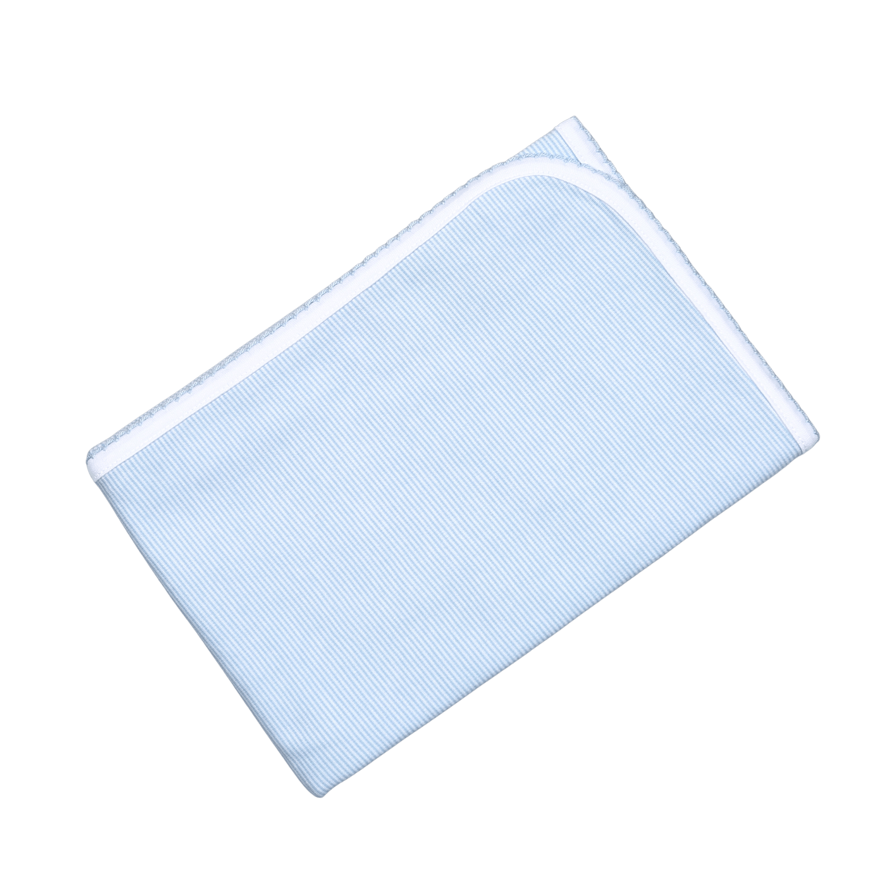 BSK-216 BLUE STRIPES PIMA RECEIVING BLANKET BLUE TRIM