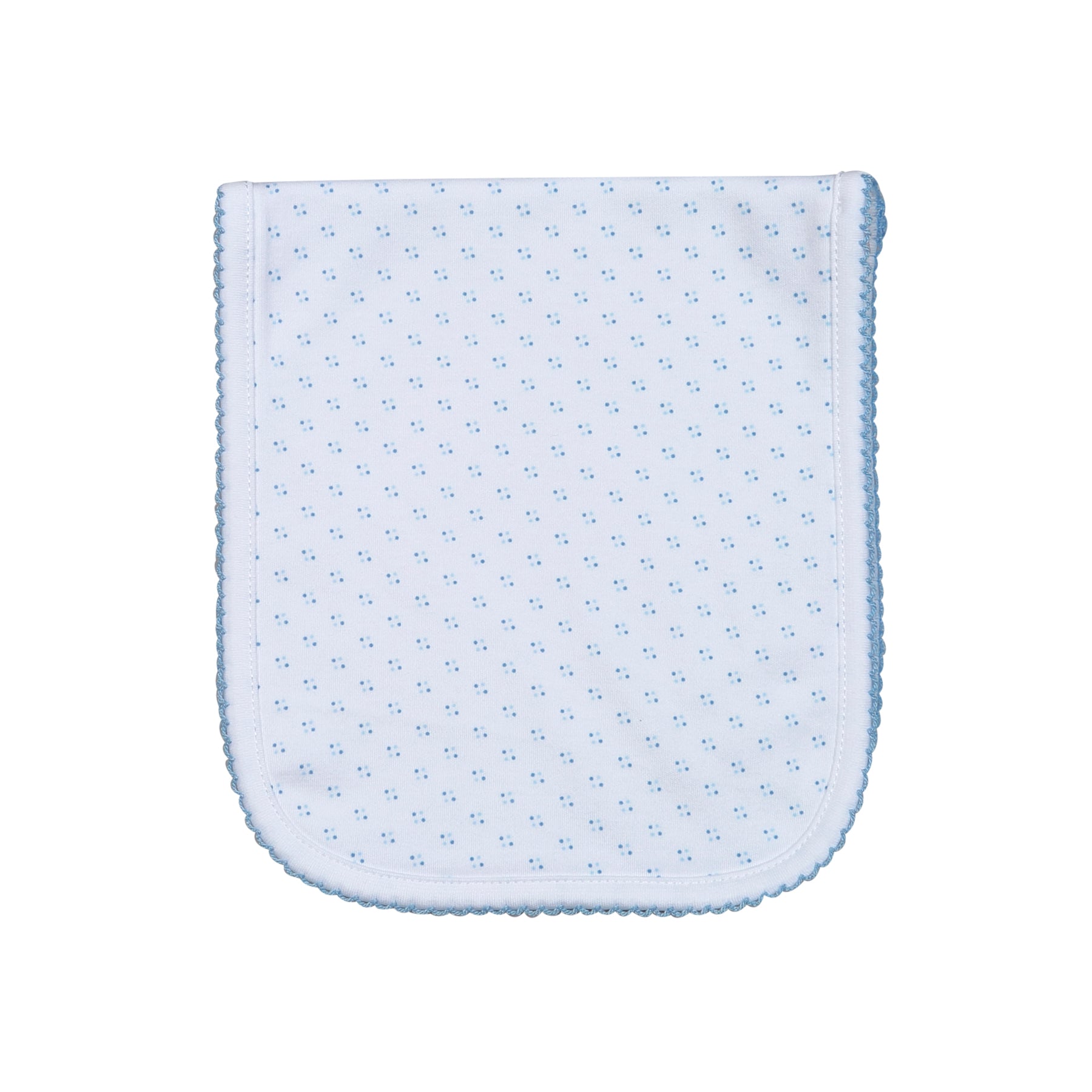 BDB-818 BLUE DOTS PIMA BURPING PAD BLUE TRIM