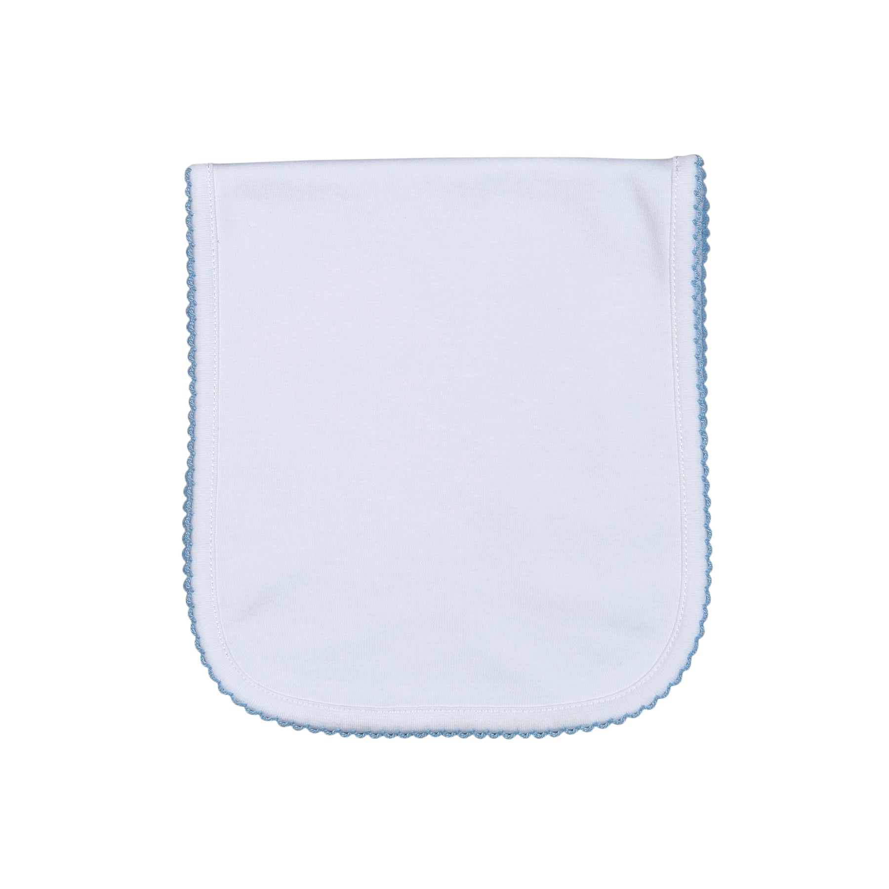 WBB-118 WHITE PIMA BURPING PAD BLUE TRIM