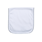 WBN-318 WHITE PIMA BURPING PAD NAVY BLUE TRIM