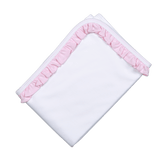 WNP-316 WHITE/PINK RUFFLES PIMA BLANKET