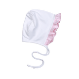 WNP-315 WHITE/PINK RUFFLES PIMA BONNET