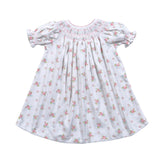 RBO-840 FLORAL HAND SMOCKED BISHOP DRESS