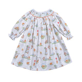 POO-540 Pooh and friends Pima Hand Smocked Bishop Dress