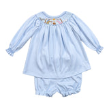 Nativity Hand Smocked Pima bloomers set