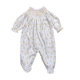DKS-514 Ducks in the Pond Pima Hand Smocked Bishop Footie