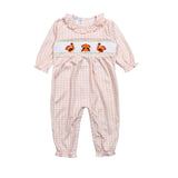 AUT-534 Thanksgiving  Hand Smocked Pima Hand Smocked Romper