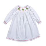 Christmas Trees Hand Smocked Pima Hand Smocked Bishop Dress