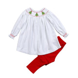 Christmas Trees Hand Smocked Pima pants set