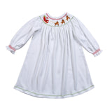 Santa's Sleigh Hand Smocked Pima Hand Smocked Bishop Dress