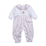 HBY-234 Blue Birthday  Hand Embroidered Pima  Romper