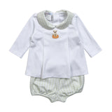 PUW-132 Pumpkins and Paws Hand Embroidered Pima  Bloomers set