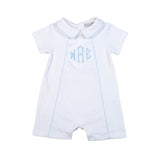 WBT-730 THOMAS WHITE AND BLUE TRIM PIMA PLAYSUIT