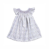 LEY-440 LEYLA PURPLE FLORAL HAND SMOCKED BISHOP DRESS