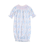 BBW-519 BLUE BOWS  HAND SMK PIMA GOWN