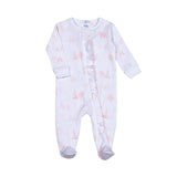 BTI-314 PINK BABY TOILE PIMA ZIPPER FOOTIE