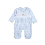 HCR-114 BLUE HOLLY CROSS HAND EMBROIDERED PIMA FOOTIE