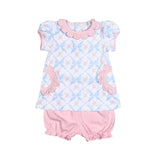 BBW-232 BLUE BOWS  PIMA BLOOMERS SET