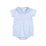 CEL-331 CASEY BLUE PLAIDS PIMA  BUBBLE POINTY COLLAR