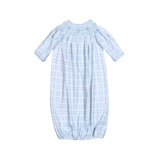 CEL-519 CASEY BLUE PLAIDS  HAND SMK PIMA GOWN