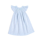 CEL-540 CASEY BLUE PLAIDS PIMA HAND SMK BISHOP DRESS
