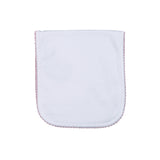 WPP-018 White  Burping Pad Pink Picot Trim.